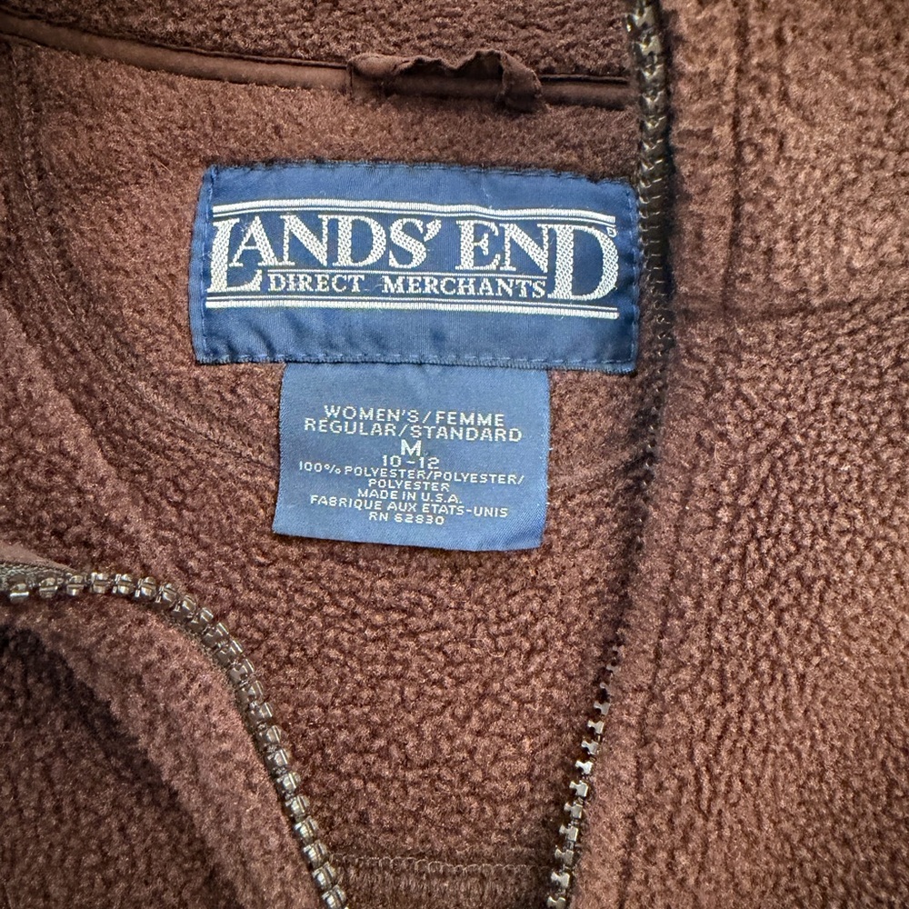 Made in USA RARE OG Lands' End Chocolate Fleece Jacket